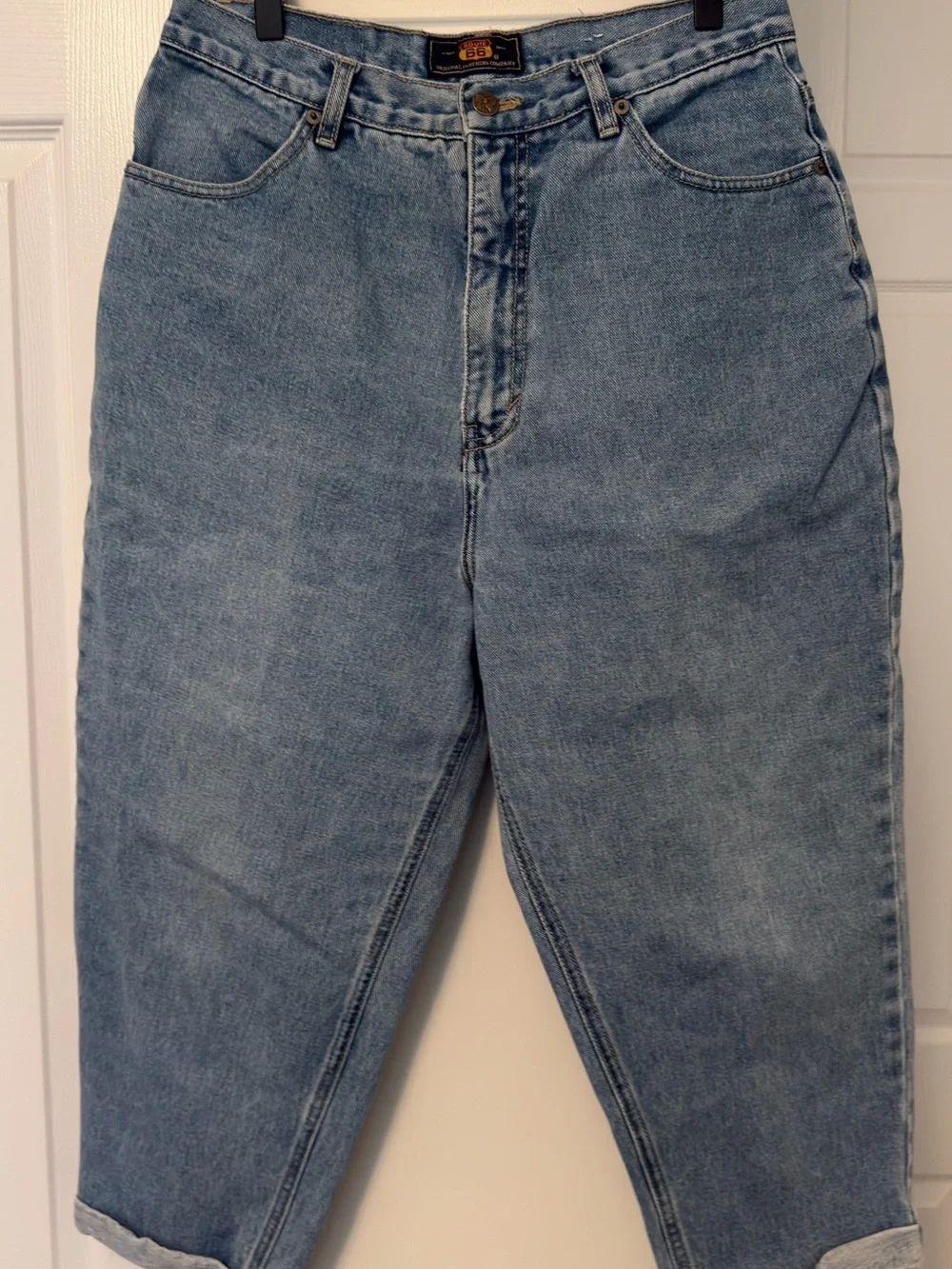 Route 66 Women’s Y2K Light Wash High Rise Mom Jeans Size 13/14 Cropped Denim